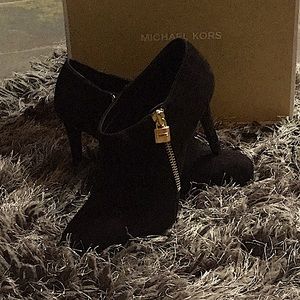 Michael Kors black suede booties